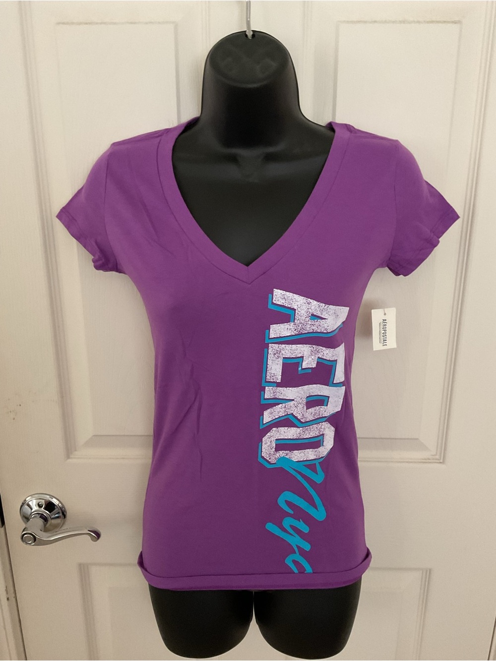 Aeropostale Vintage Purple V-Neck Graphic Tee